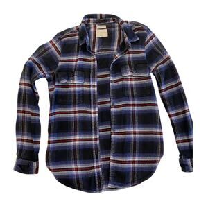SALE! American Eagle Outfitters Women Classic Fit Blue, Red Flannel Shirt Size S